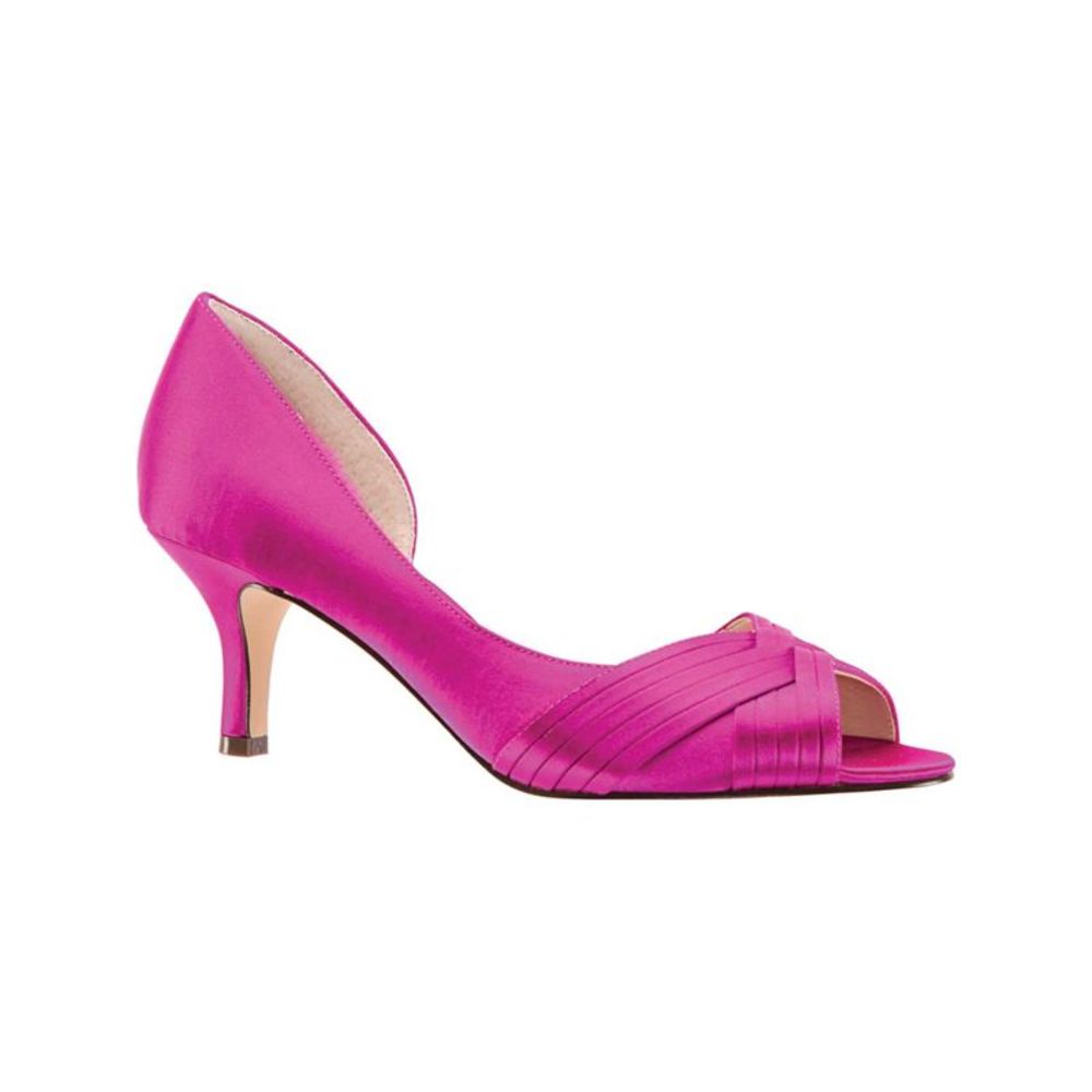 NINA Womens Pink Crisscross Contesa Almond Toe Kitten Heel Slip On Pumps 6 M